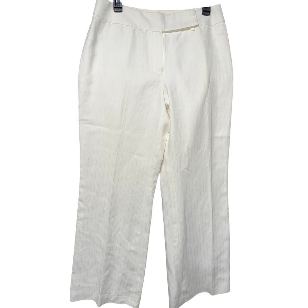 Ann Taylor Women’s Pants Trousers Wide leg Off White stripe 8 career Office